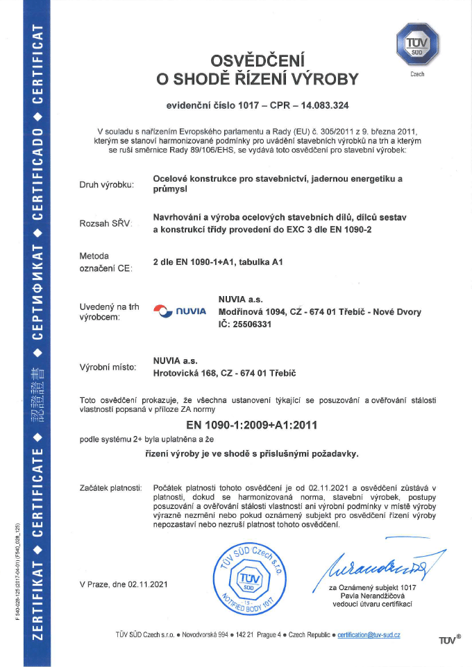 EN 1090 1 NUVIA CZ