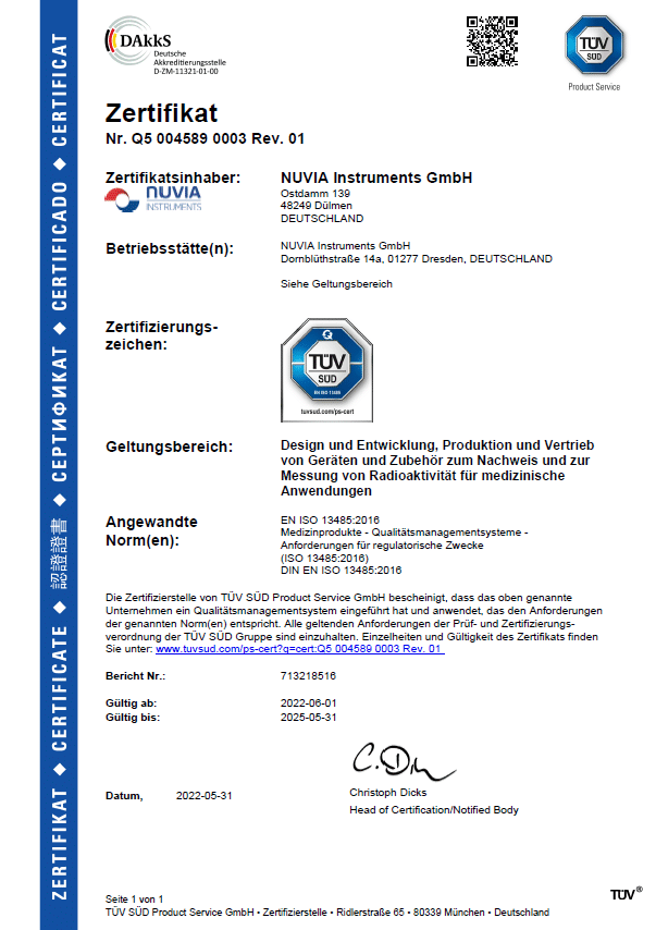 ISO 13485 NUVIA Instruments DE