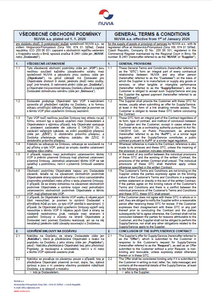 General Terms & conditions NUVIA a.s – nuvia web preview General Terms & conditions NUVIA a.s - nuvia web preview